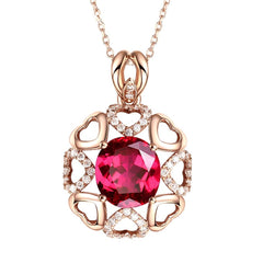 Red Crystal & cubic zirconia Heart Pendant Necklace - streetregion