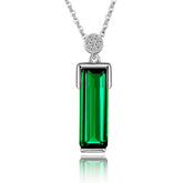 Green Crystal & cubic zirconia Rectangle Pendant Necklace - streetregion