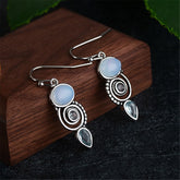 Blue Opal & Crystal Swirl Drop Earrings - streetregion