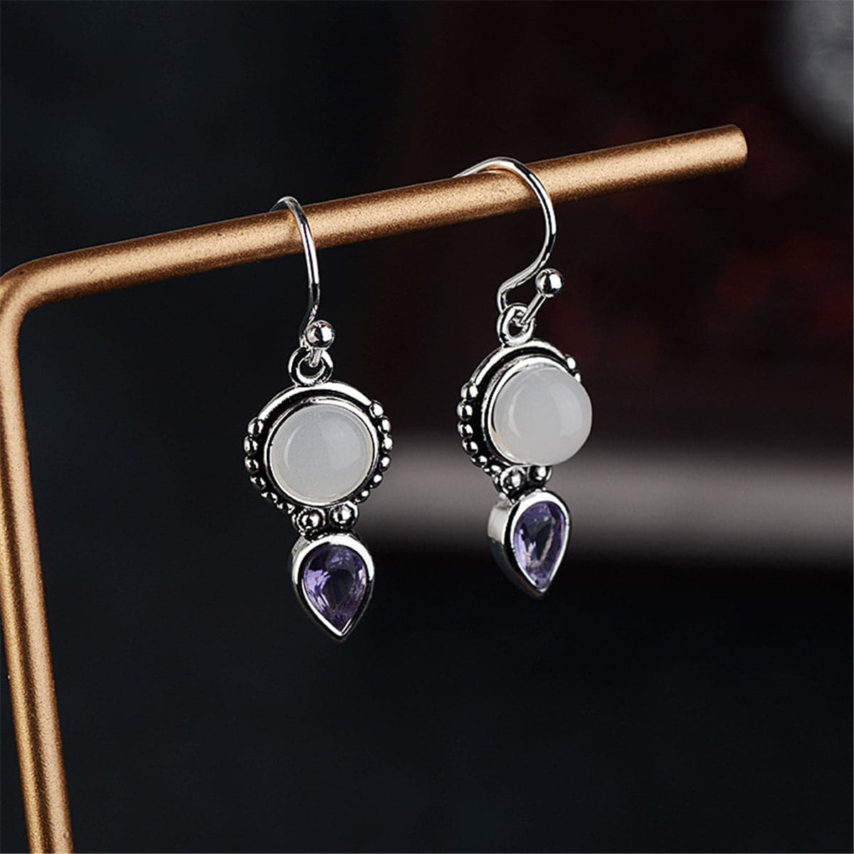 Opal & Crystal Pear Cut Drop Earrings - streetregion
