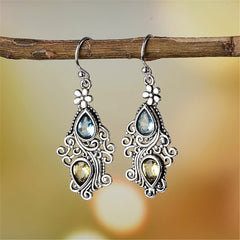 Crystal & Silver-Plated Double Pear Cut Drop Earrings - streetregion