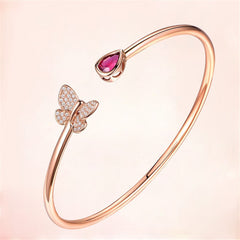 Pink Crystal & Cubic Zirconia Butterfly Cuff
