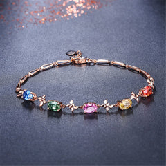 Green Crystal & 18K Rose Gold-Plated Butterfly Charm Bracelet