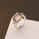 Champagne Crystal & Silvertone Oval-Cut Ring - streetregion