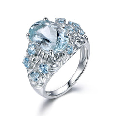 Light Blue Crystal & cubic zirconia Prong-Set Ring - streetregion