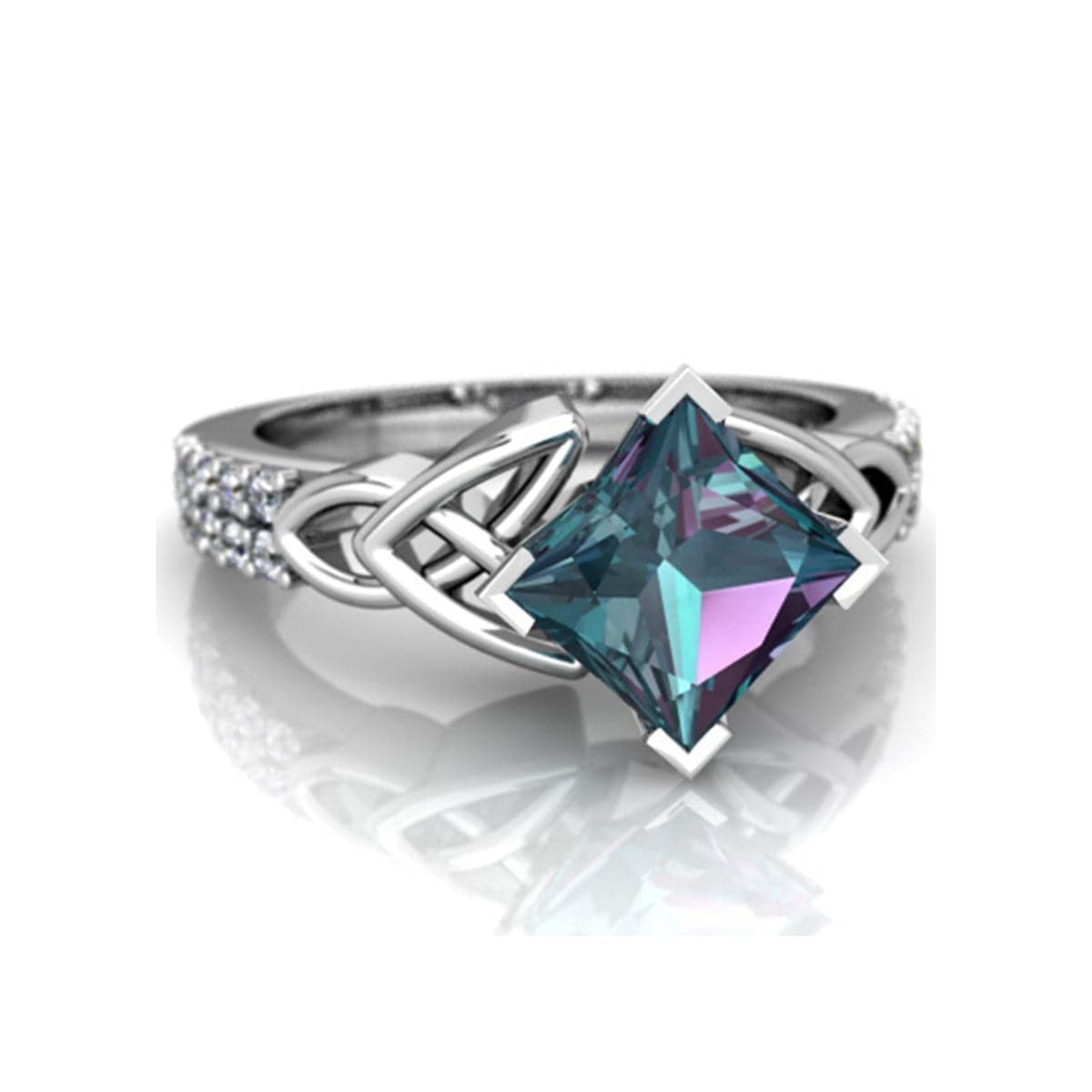 Blue cubic zirconia & Crystal Princess-Cut Ring - streetregion