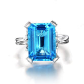 Ocean Blue cubic zirconia & Crystal Emerald-Cut Ring - streetregion