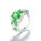 Green cubic zirconia & Crystal Floral Ring - streetregion