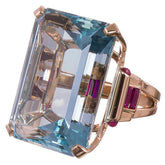 Blue Crystal & 18k Rose Gold-Plated Princess Ring - streetregion