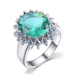 Green Crystal & cubic zirconia Floral Ring - streetregion