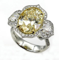 Yellow Crystal & Cubic Zirconia Floral Ring