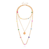 Multicolor Acrylic & Cubic Zirconia 18K Gold-Plated Pendant Layered Necklace