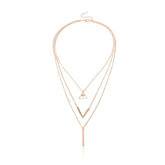 Cubic Zirconia & 18K Gold-Plated Triangle Layered Pendant Necklace