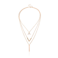 Cubic Zirconia & 18K Gold-Plated Triangle Layered Pendant Necklace