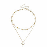 Cubic Zirconia & 18K Gold-Plated Heart Layered Pendant Necklace