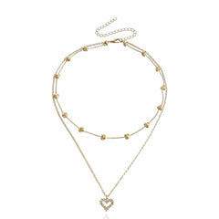 Cubic Zirconia & 18K Gold-Plated Heart Layered Pendant Necklace