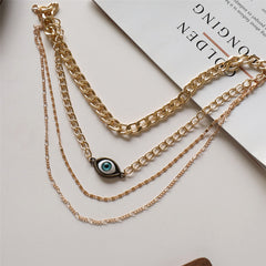 Blue Resin & 18K Gold-Plated Evil Eye Layered Pendant Necklace