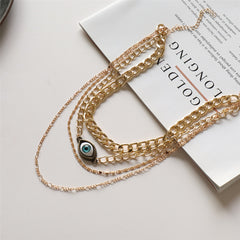 Blue Resin & 18K Gold-Plated Evil Eye Layered Pendant Necklace