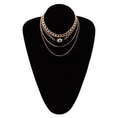 Blue Resin & 18K Gold-Plated Evil Eye Layered Pendant Necklace