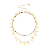Multicolor Enamel & 18K Gold-Plated Star Eye Layered Station Necklace