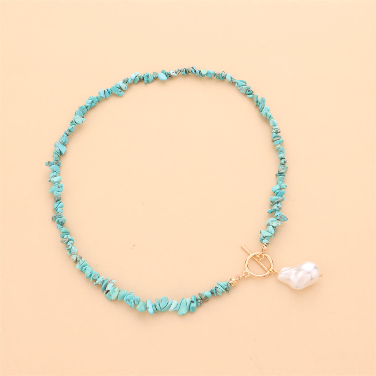 Pearl and Turquoise 18K Gold-Plated Drop Pendant Necklace, gold pendant necklace for women, lifestyle look