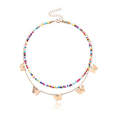 Multicolor Howlite & 18K Gold-Plated Butterfly Pendant Layered Necklace