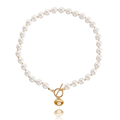 Pearl & 18K Gold-Plated Shell Pendant Necklace