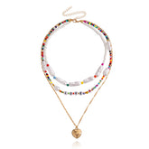 Multicolor Howlite & Pearl 18K Gold-Plated Heart Layered Pendant Necklace