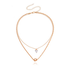 Crystal & 18K Gold-Plated Heart Layered Pendant Necklace