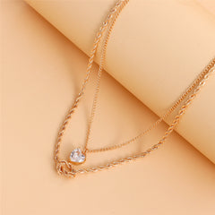 Crystal & 18K Gold-Plated Heart Layered Pendant Necklace