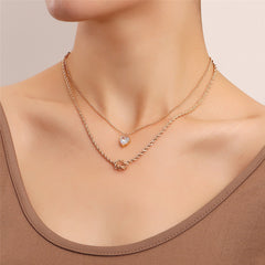 Crystal & 18K Gold-Plated Heart Layered Pendant Necklace