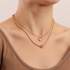 Crystal & 18K Gold-Plated Heart Layered Pendant Necklace