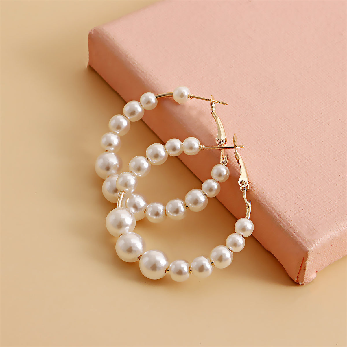 Pearl and 18K Gold-Plated Hoop Earrings, elegant gift for her, styled look