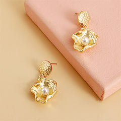 Pearl & 18K Gold-Plated Shell Drop Earrings