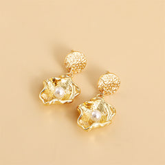 Pearl & 18K Gold-Plated Shell Drop Earrings