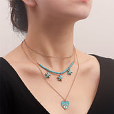 Turquoise & Cubic Zirconia 18K Gold-Plated Heart Layered Pendant Necklace
