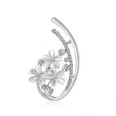 Clear Cubic Zirconia & Cats Eye Silver-Plated Botany Brooch