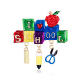 Red Cubic Zirconia & 18k Gold-Plated 'School' Brooch