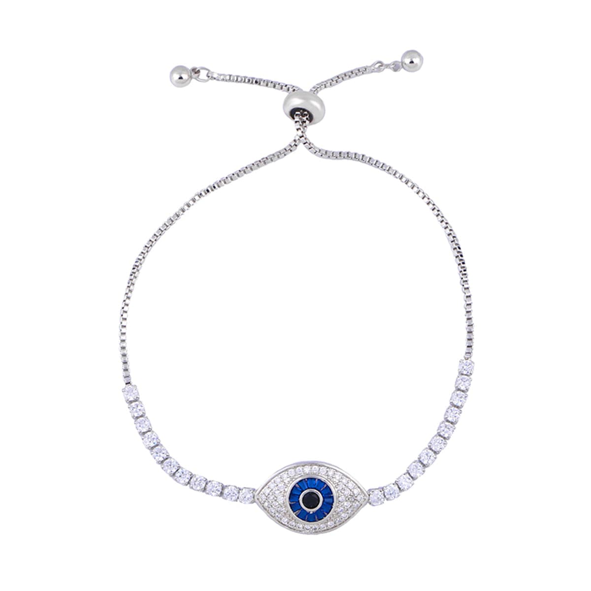 Crystal and Cubic Zirconia Eye Adjustable Bracelet, bracelet for women, vintage-inspired design, front view