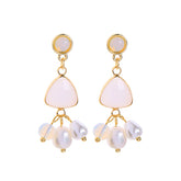 Cat's Eye & Pearl 18K Gold-Plated Drop Earrings