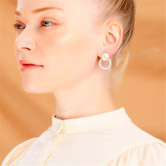 Pearl & 18K Gold-Plated Open Ring Stud Earrings