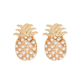 Pearl & 18K Gold-Plated Pineapple Stud Earrings
