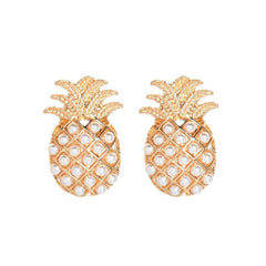 Pearl & 18K Gold-Plated Pineapple Stud Earrings