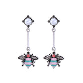 Pearl & Tan Cubic Zirconia Bee Drop Earrings