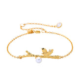 Pearl & 18K Gold-Plated Bird Branch Bracelet
