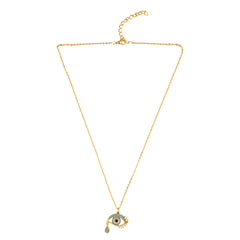 Teal Cubic Zirconia Eye & Teardrop Pendant Necklace
