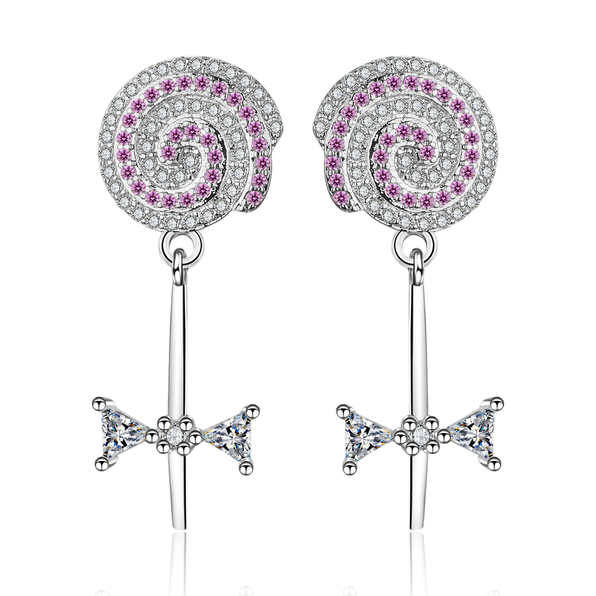 Cubic Zirconia & Silver-Plated Lollipop Drop Earrings