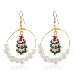 Pearl & Enamel 18K Gold-Plated Suspended Tree Drop Earrings