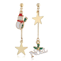 White & 'Noel' Snowman Drop Earrings