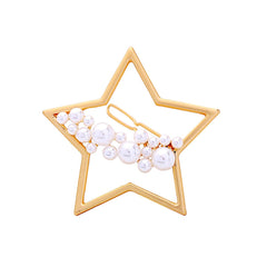Pearl & 18K Gold-Plated Star Hair Clip